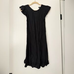 wild fable Black Ruffled Sleeve Midi Dress